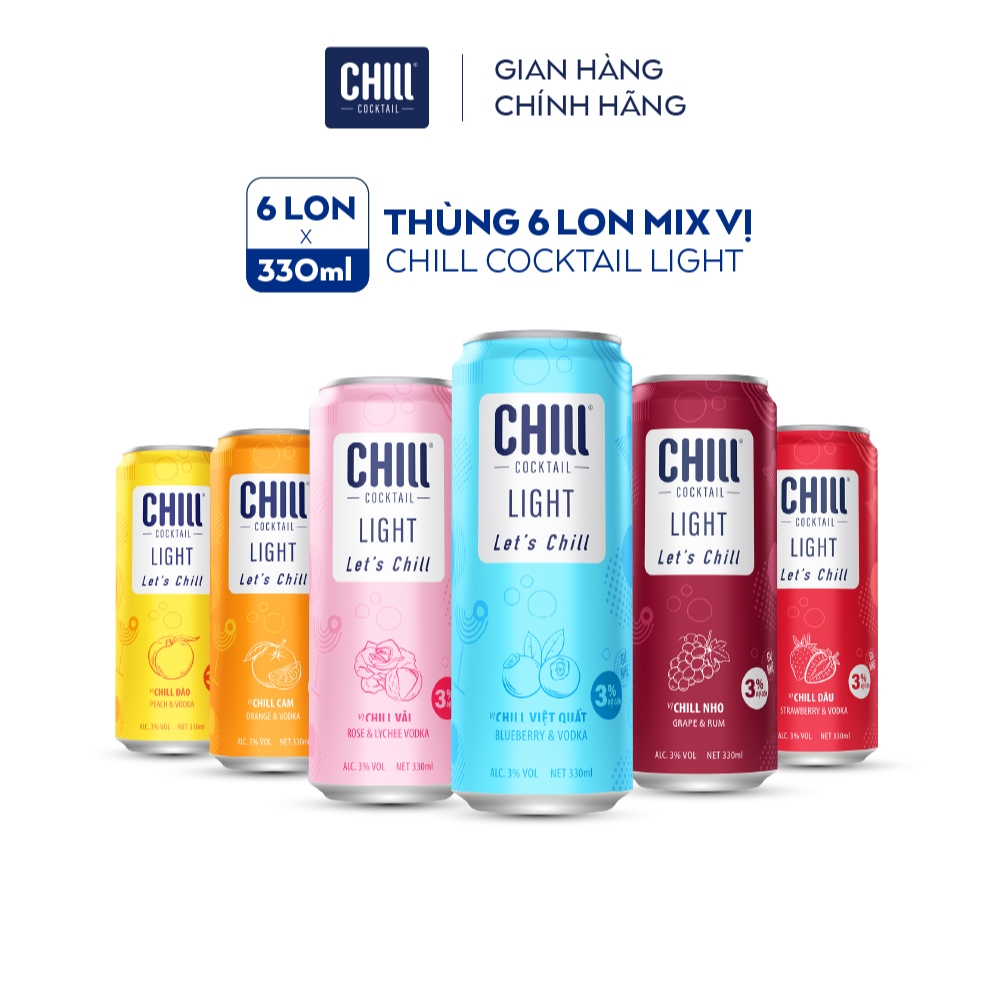 Ảnh Thùng 6 lon Chill Cocktail mix vị 330ml/lon 1