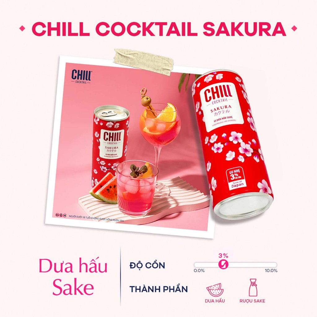 Ảnh Thùng 12 lon Chill Cocktail Sakura vị Cam Yuzu Sake 250ml 2