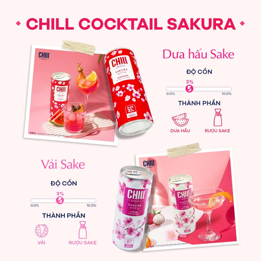 Ảnh Thùng 12 lon Chill Cocktail Sakura vị Cam Yuzu Sake 250ml 1