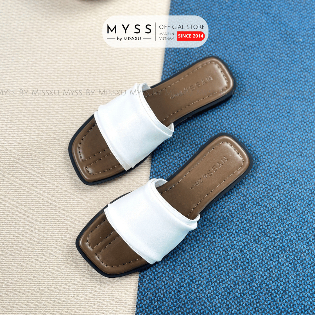 Dép nữ MYSS đế bệt quai ngang gấp thời trang - DE122