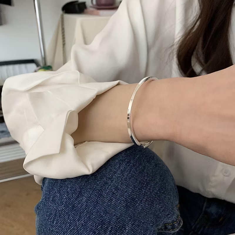 Vòng tay Cuff thép titan thiết kế đơn giản thanh lịch thời trang dành cho nam và nữ
