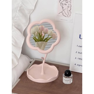 Gương trang điểm để bàn hình hoa Gương trang điểm dễ thương Xoay 360 độ Gương trang điểm HD có thể tháo rời