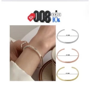 Vòng tay Cuff thép titan thiết kế đơn giản thanh lịch thời trang dành cho nam và nữ