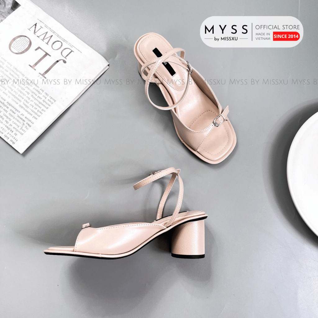 Giày sandal nữ MYSS bản ngang phối khóa dây cài cổ chân 5cm cao cấp thời trang - SD303