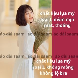 Áo dài học sinh tay lỡ saam lụa mỹ cấp 3 đi học họp lớp họp, kỷ yếu khóa cổ v 2cm năm học 2025-2026