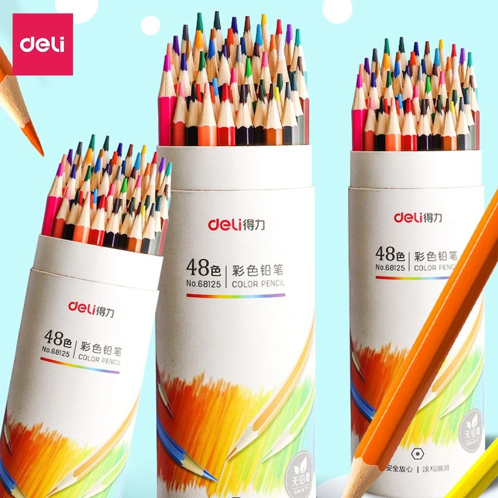 Bút Chì Màu Cốc Kèm Chuốt Gọt Deli - Màu Chì Cho Bé Thân Gỗ Tự Nhiên An Toàn Vẽ Thiết Kế Phác Họa Tô