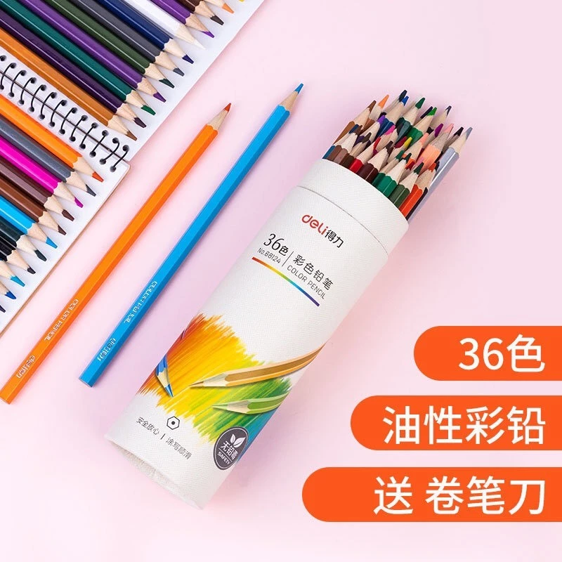 Bút Chì Màu Cốc Kèm Chuốt Gọt Deli - Màu Chì Cho Bé Thân Gỗ Tự Nhiên An Toàn Vẽ Thiết Kế Phác Họa Tô