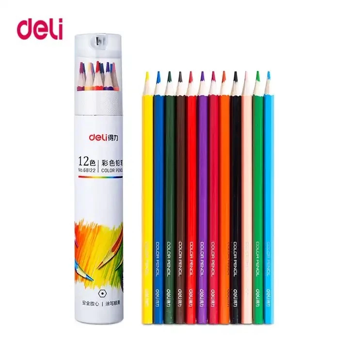 Bút Chì Màu Cốc Kèm Chuốt Gọt Deli - Màu Chì Cho Bé Thân Gỗ Tự Nhiên An Toàn Vẽ Thiết Kế Phác Họa Tô