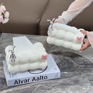 Hộp đựng khăn giấy hình đám mây sang trọng, Hộp giấy ăn kèm thỏ nơ decor căn nhà 🌸 tuyển sỉ🌸