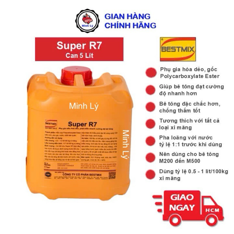 [Hỏa Tốc] Can 5 Lít Phụ Gia Siêu Dẻo Super R7 Tăng Cường Độ Cho Bê Tông ...