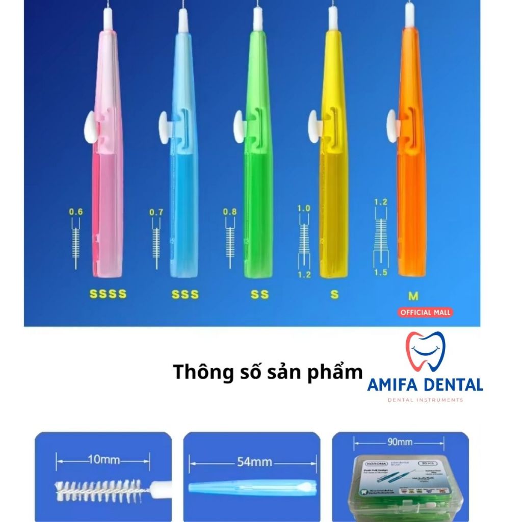 Set 5 Bàn Chải Kẽ Răng Dạng Bút, Bàn Chải Niềng Răng, Bàn Chải Chỉnh Nha, Bàn Chải Dạng Trượt Tiện Lợi