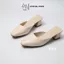 Giày Sục Nữ Mũi Vuông Màu Kem LUME 03, Da PU Cao Cấp, Đế Cao Su Non Chống Trơn Trượt, Đế Cao 3cm - 5cm (SỤC TVK)