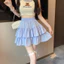 Chân váy bèo xếp ly 2 tầng bồng bềnh chân váy ngắn xòe lưng cao phong cách tiểu thư váy chất lụa cao cấp QC [MY13]