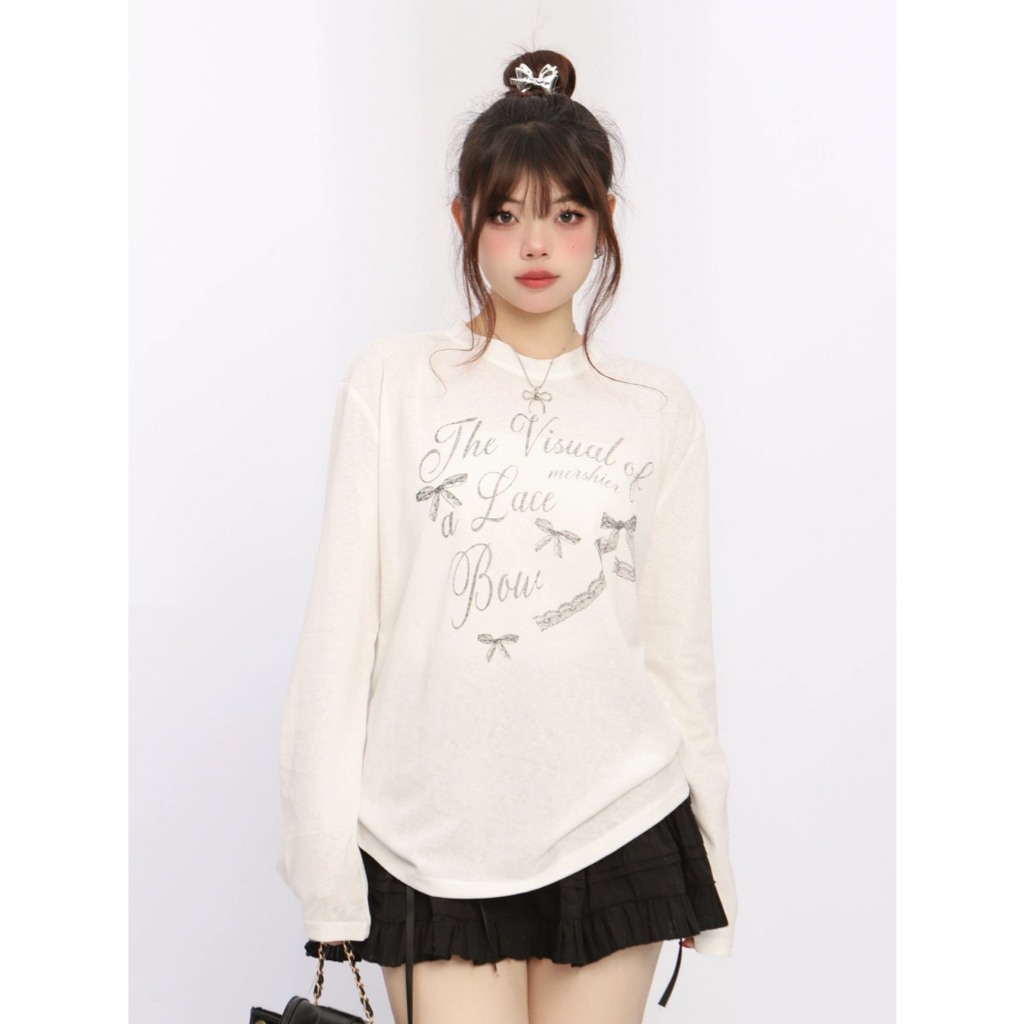 Áo thun tay dài cổ tròn nữ In hình JULYfashion2023, Áo thun Nữ Dài tay Chất Cotton xượt, dáng rộng thời trang