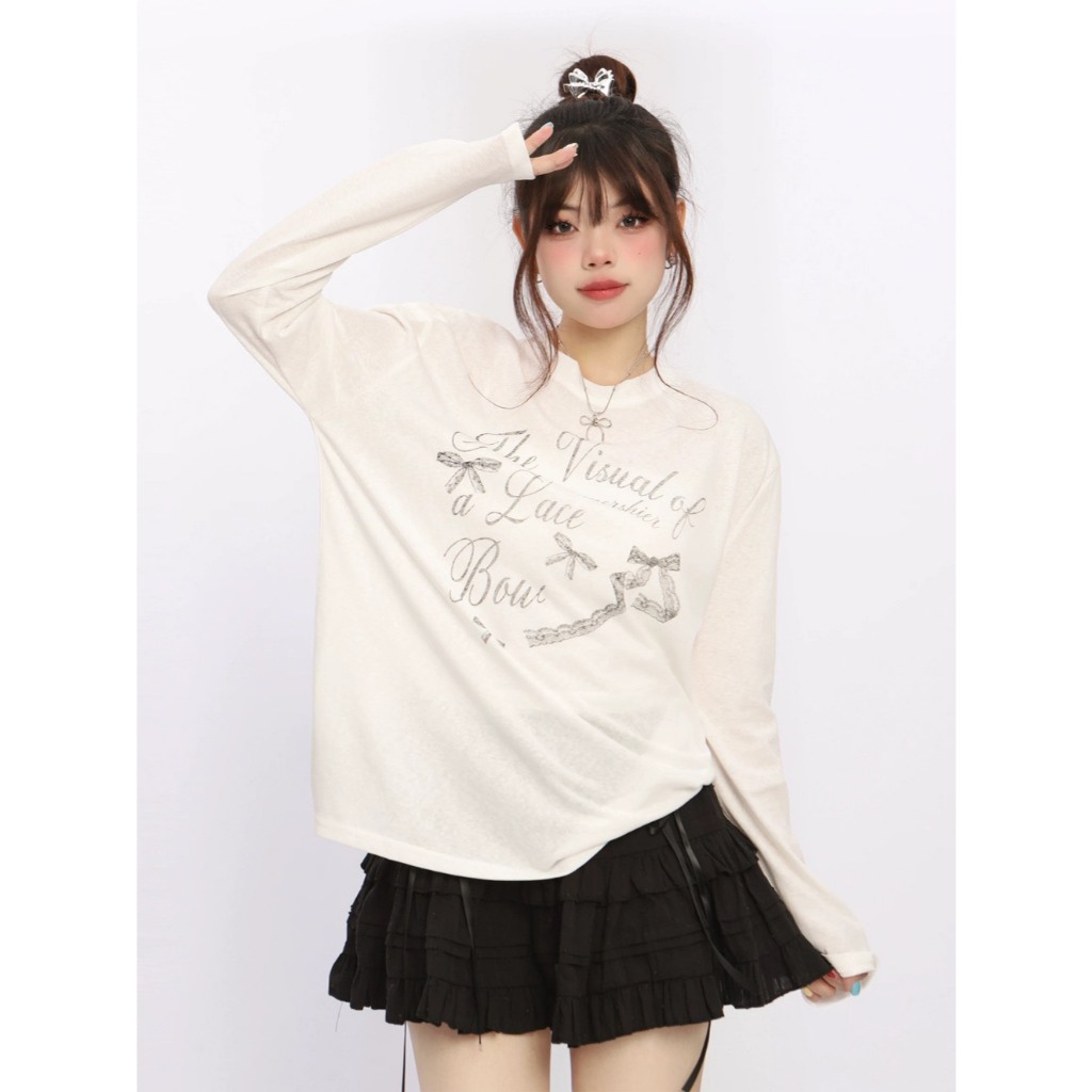 Áo thun tay dài cổ tròn nữ In hình JULYfashion2023, Áo thun Nữ Dài tay Chất Cotton xượt, dáng rộng thời trang