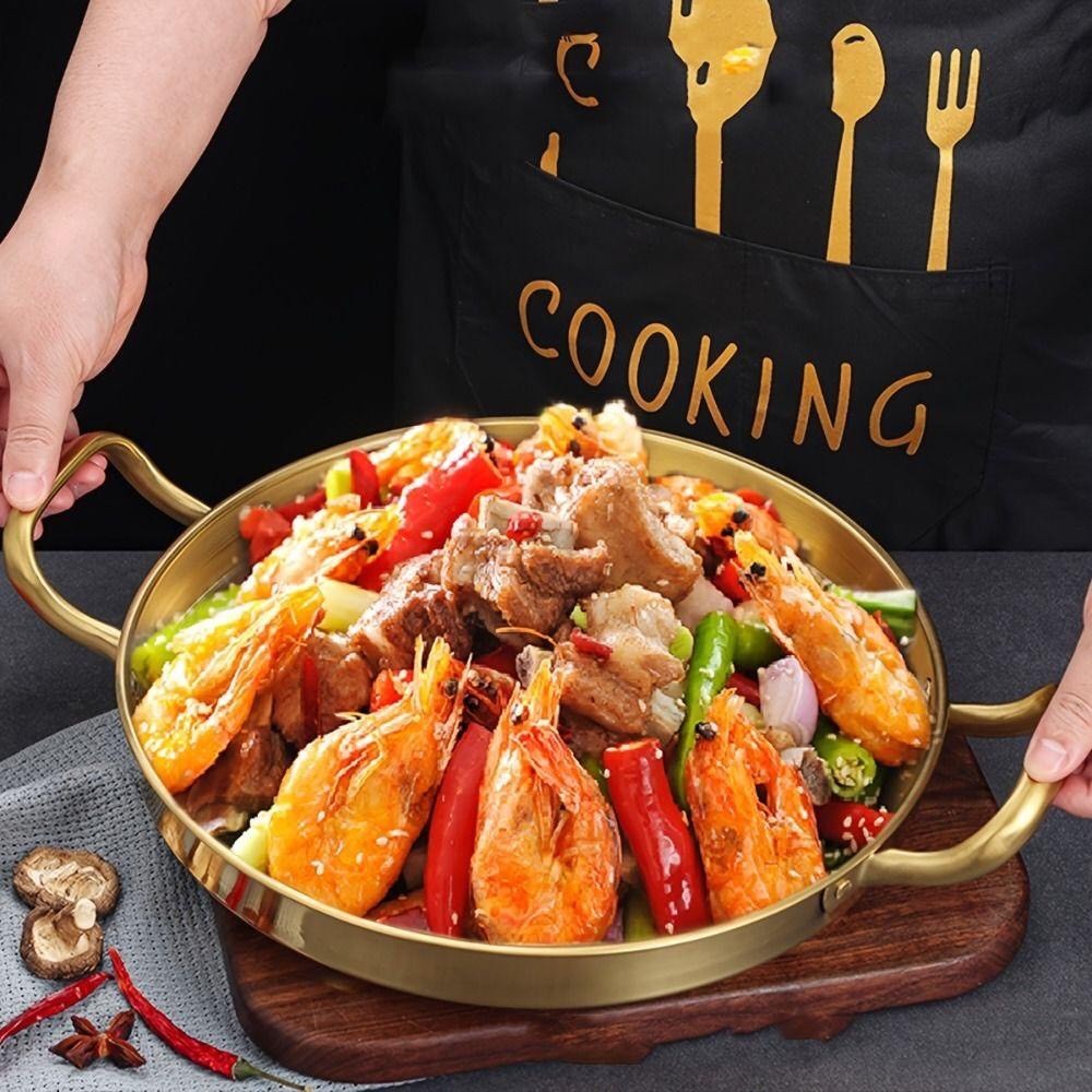 Chảo inox 20 cm mạ vàng đủ size sử dụng được bếp từ, chảo lẫu cao cấp