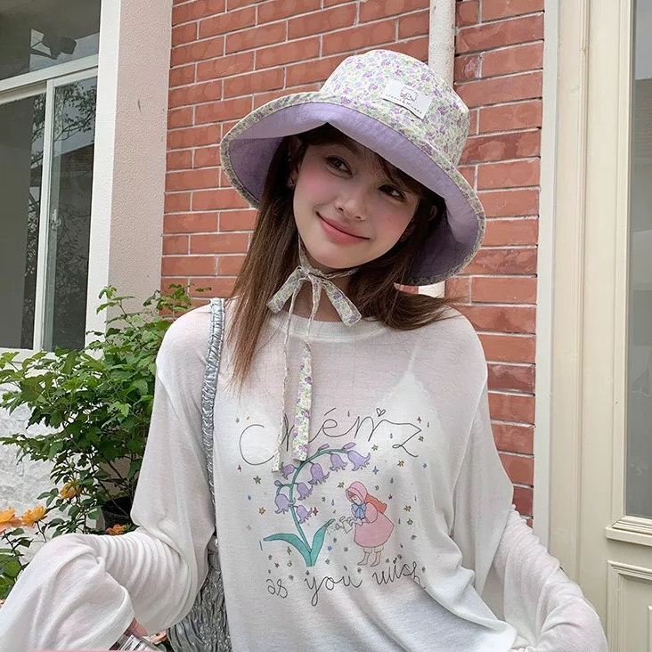 Áo thun tay dài cổ tròn nữ In hình Hoa Chem JULYfashion2023, Áo thun Nữ Dài tay Chất Cotton xượt, dáng rộng thời trang
