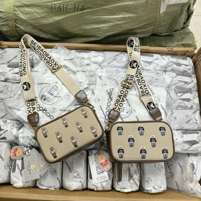Túi gấu dáng hộp ngang phong cách vintage hàn quốc
