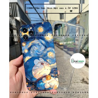Combo Ốp lưng Dẻo Trong Suốt kèm Tấm dán Skin mặt lưng Mẫu Doremon Dành cho 15 pro max , 14 pro max , 13 pro max
