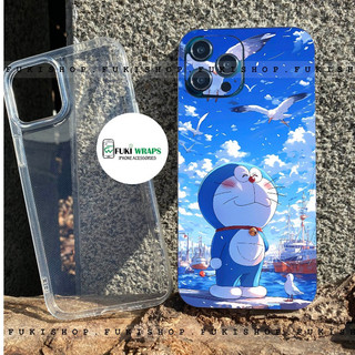 Combo Ốp lưng Dẻo Trong Suốt kèm Tấm dán Skin mặt lưng Mẫu Doremon Dành cho 15 pro max , 14 pro max , 13 pro max
