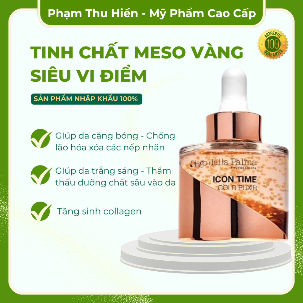 Tinh chất Meso vàng siêu vi điểm icon time gold elixir serum 30ml  -chống lão hoá - căng bóng và trắng da mạnh mẽ