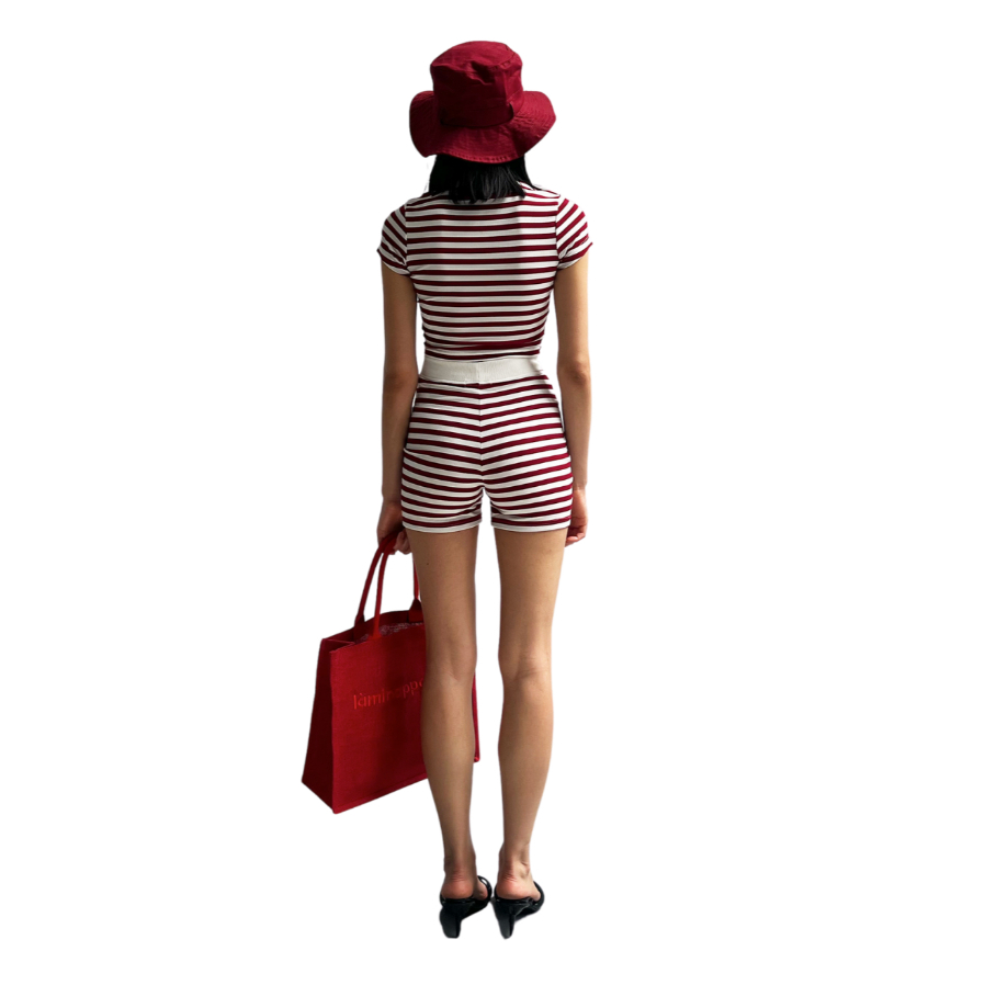 Ảnh làminapparel - RED STRIPED BASIC SHORTS 2