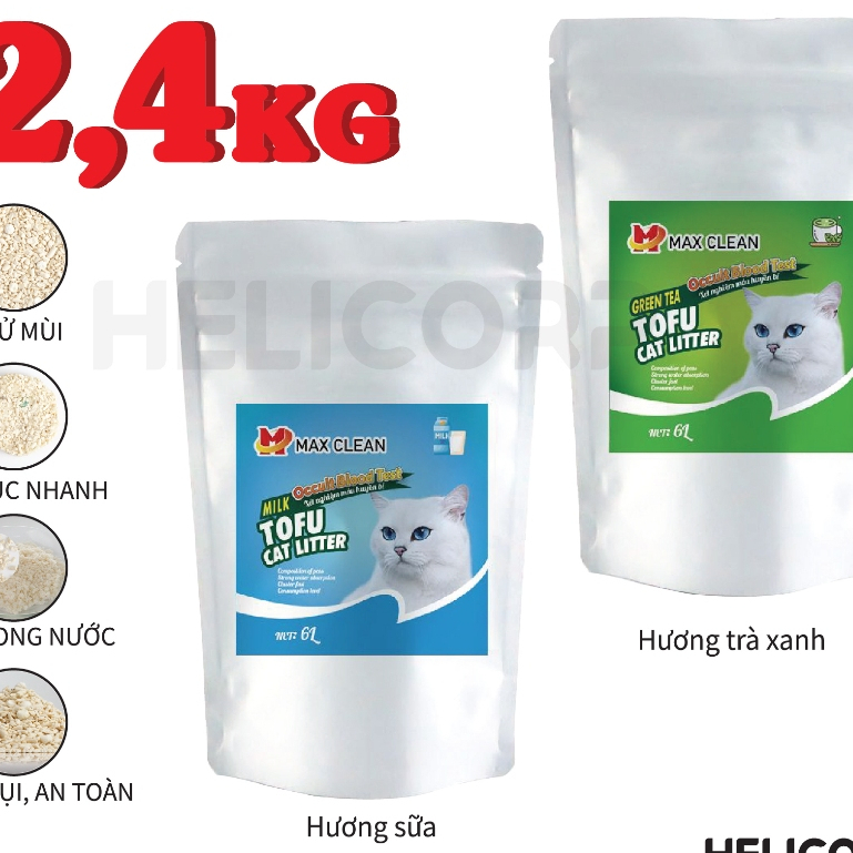 Ảnh Cát Vệ Sinh Cho Mèo, Cát Mèo Đậu Nành Tofu Max Clean 2.5KG 2