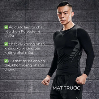 Áo Giữ Nhiệt Nam Áo Thun Thể Thao Dài Tay Chuyên Tập Gym Chạy Bộ Đá Bóng