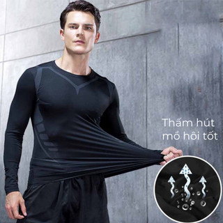 Áo Giữ Nhiệt Nam Áo Thun Thể Thao Dài Tay Chuyên Tập Gym Chạy Bộ Đá Bóng
