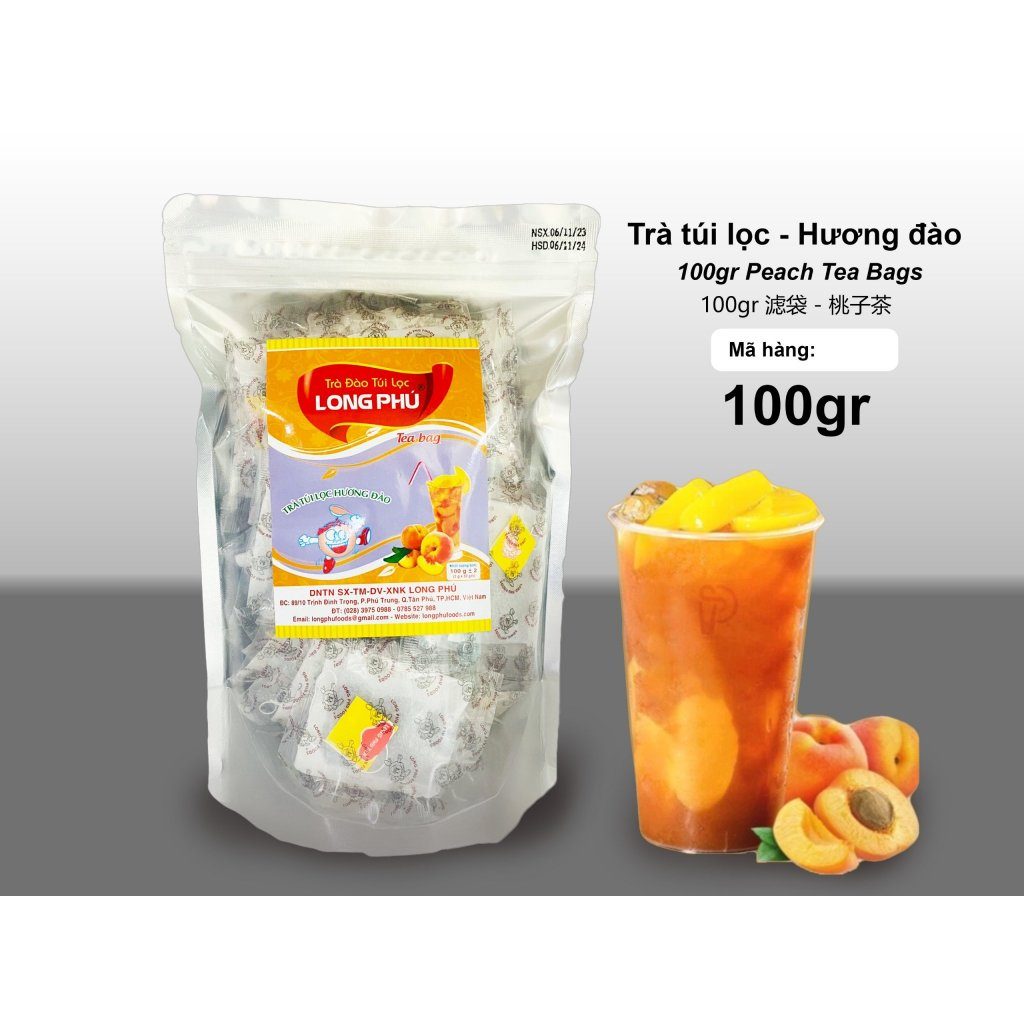 Set Trà Đào Túi Lọc LONG PHÚ 50 gói - Pha Tiện Lợi, Dễ Sử Dụng