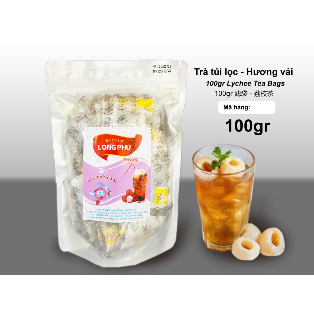 Set Trà Vải Túi Lọc LONG PHÚ 50 gói - Nguyên Liệu Trà Trái Cây, Thơm Đậm Mùi Trà, Lưu Hương Lâu
