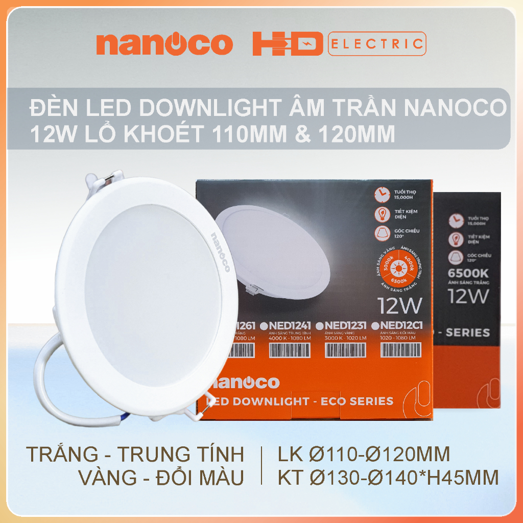 Đèn Led Downlight Âm trần 12W Nanoco NED Series LK110 120mm ánh sáng ...