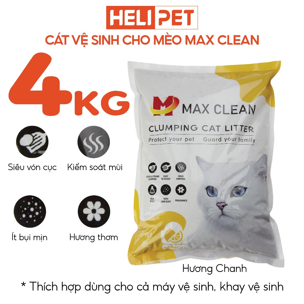 Ảnh Cát Vệ Sinh Cho Mèo Cao Cấp Khử Mùi Vượt Trội Siêu Vón Cục Siêu Ít Bụi - Max Clean 4