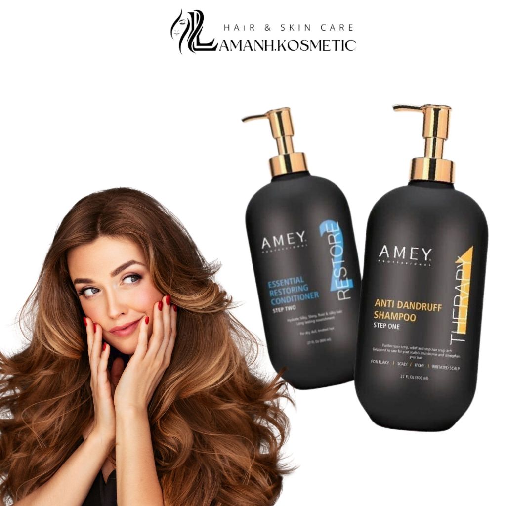 Cặp Dầu Gội Xả AMEY Therapy Restore 800ml/Chai | Hỗ Trợ Sạch Gàu, Giảm Ngứa, Tóc Mềm Mượt.
