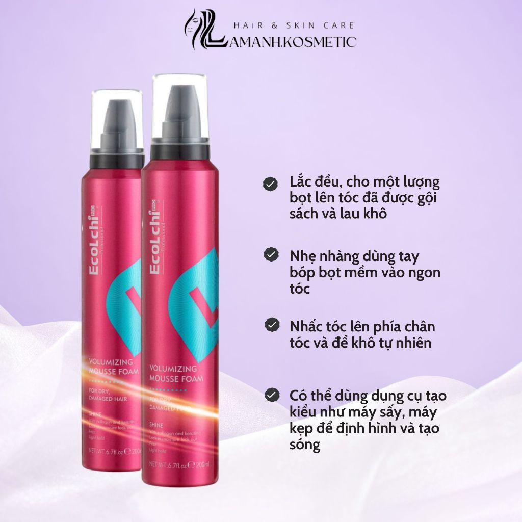 Bọt Tạo Kiểu Tóc Xoăn EcoLchi Shea Butter 200ml | Giữ Form Sóng Xoăn, Giảm Xù Rối, Tạo Phồng Tự Nhiên.