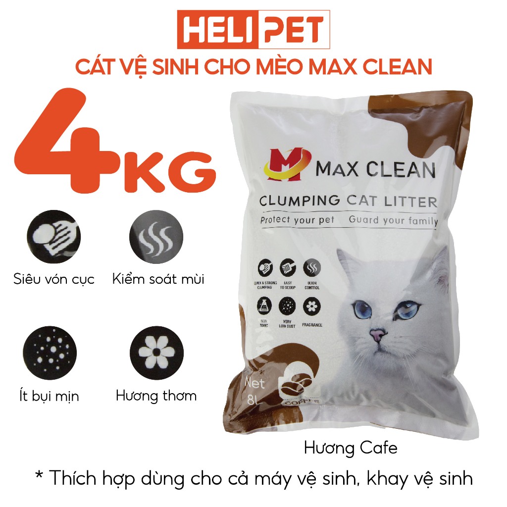Ảnh Cát Vệ Sinh Cho Mèo Max Clean Hương CAFE 4Kg Siêu Vón Siêu Ít Bụi - HeLiPet 2