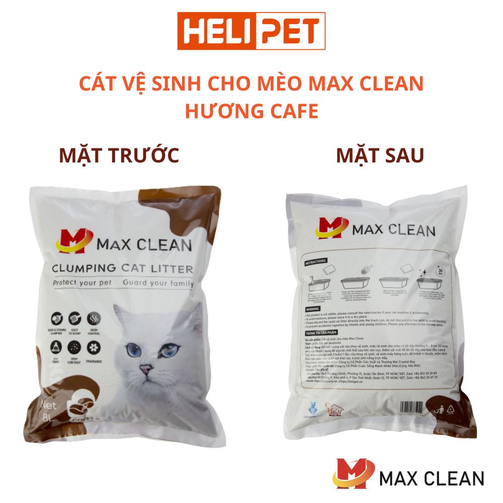 Ảnh Cát Vệ Sinh Cho Mèo Max Clean Hương CAFE 4Kg Siêu Vón Siêu Ít Bụi - HeLiPet 3