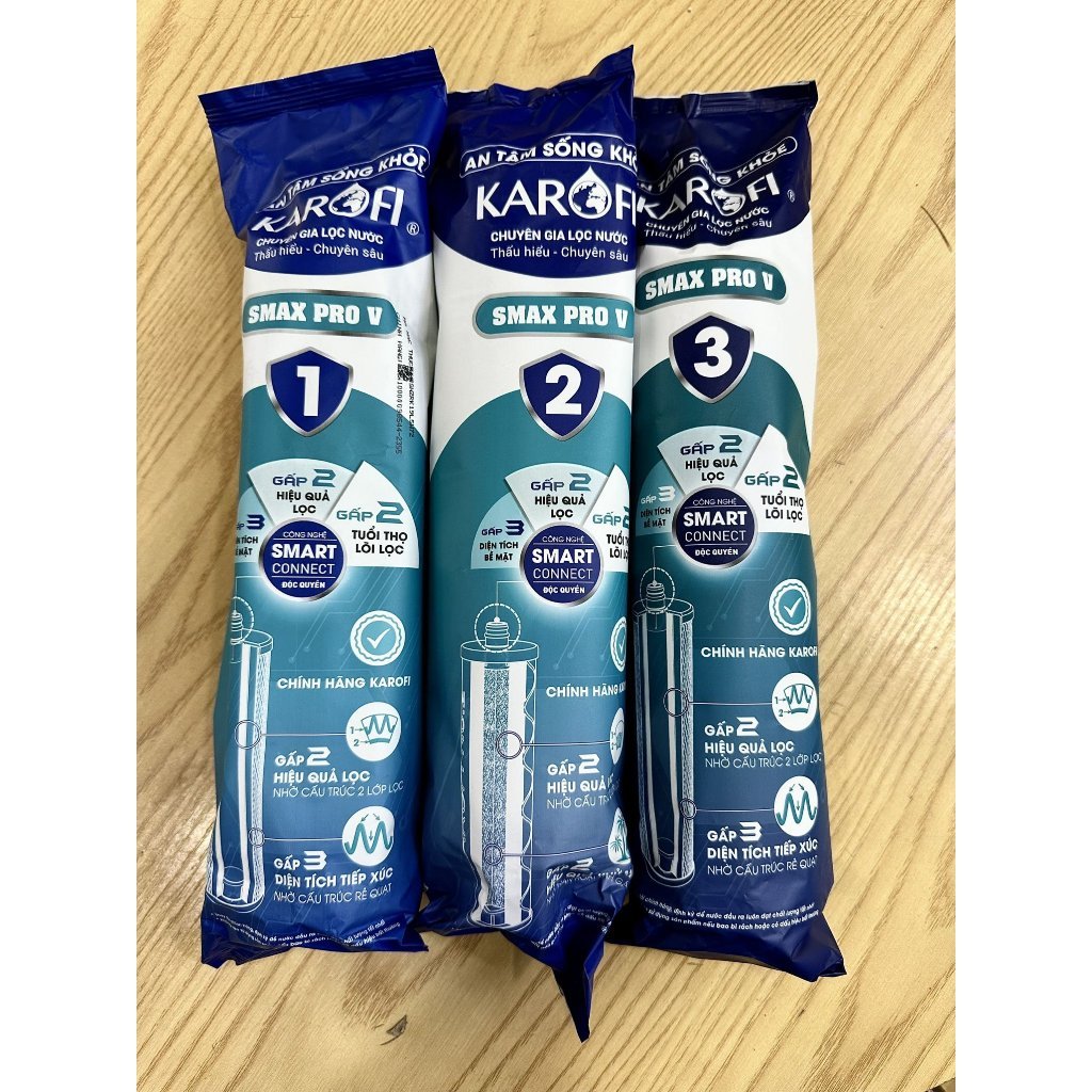 Bộ 3 Lõi Lọc Thô 123 Smax Pro V KAROFI dành cho máy KAQ-X18, KAQ-D58, KAQ-U96, KAD-L56, KAQ-X26,