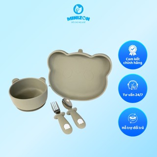 Bộ Khay Bát Thìa Dĩa Silicone Ăn Dặm Cho Bé BAR-ROT Siêu Bền Đẹp | Minizon Kids