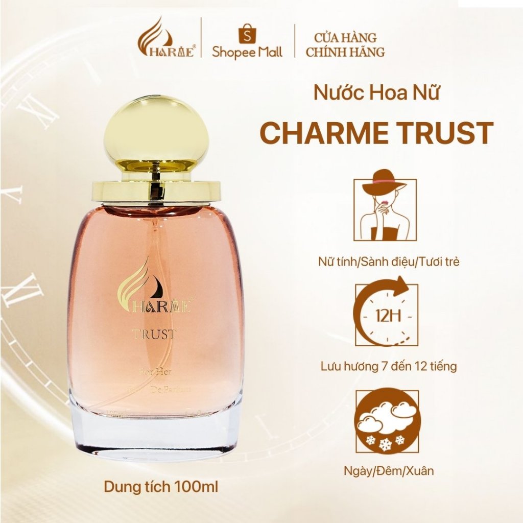 Ảnh Nước Hoa Nữ CHARME TRUST 100ml BẢN MỚI 2024, Hương Hoa Cỏ Trái Cây, Tươi Mát, Lưu Hương Lâu 3