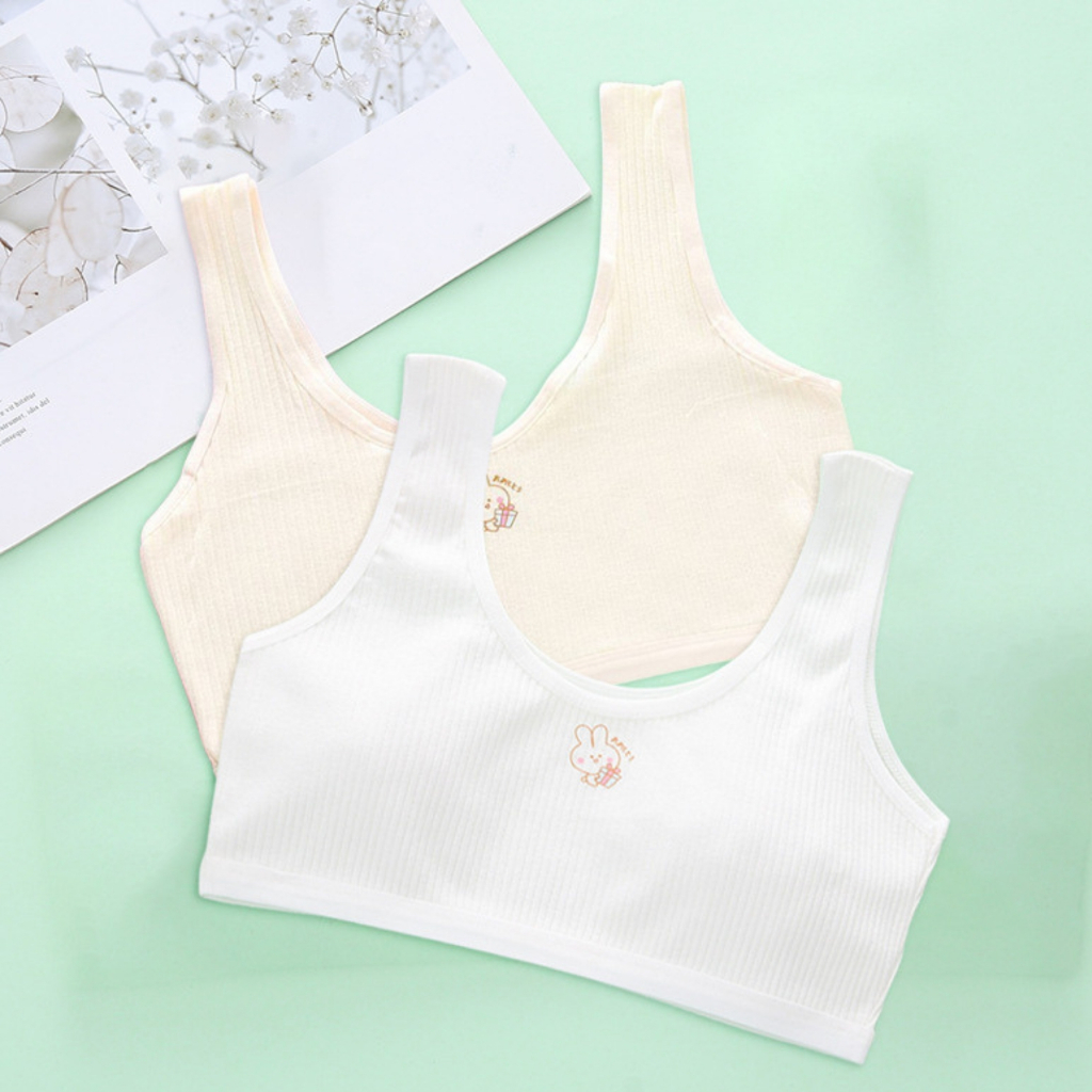 [Deal Shock] Áo lá bé gái bản rộng cotton gân – Áo lót học sinh thoáng mát không gọng màu pastel ZANABRA A8574