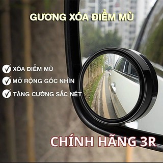 Bộ Gương cầu lồi ô tô 3R chính hãng 5cm xoay 360 độ cao cấp, gương chiếu hậu xe hơi , kính lồi gắn gương oto xóa điểm mù
