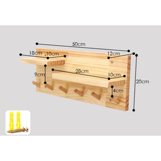 Kệ gỗ treo tường trang trí,để đồ,để sách có móc treo quần áo,treo phụ kiện