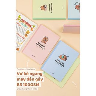 KLONG - Vở kẻ ngang chấm may dán gáy Capybara B5 80/120/200 trang 100/76; MS: 828; MS: 829; MS: 830 ♥ Tập gáy may HSSV