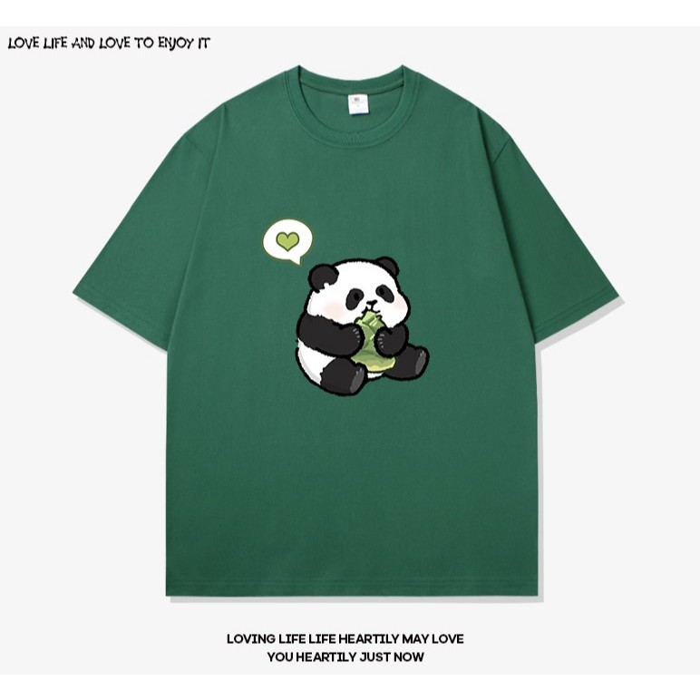 Áo thun Unisex HappyFamily - Áo tay lở in họa tiết gấu trúc panda đáng yêu chất cotton 100 cao cấp - 5 Màu