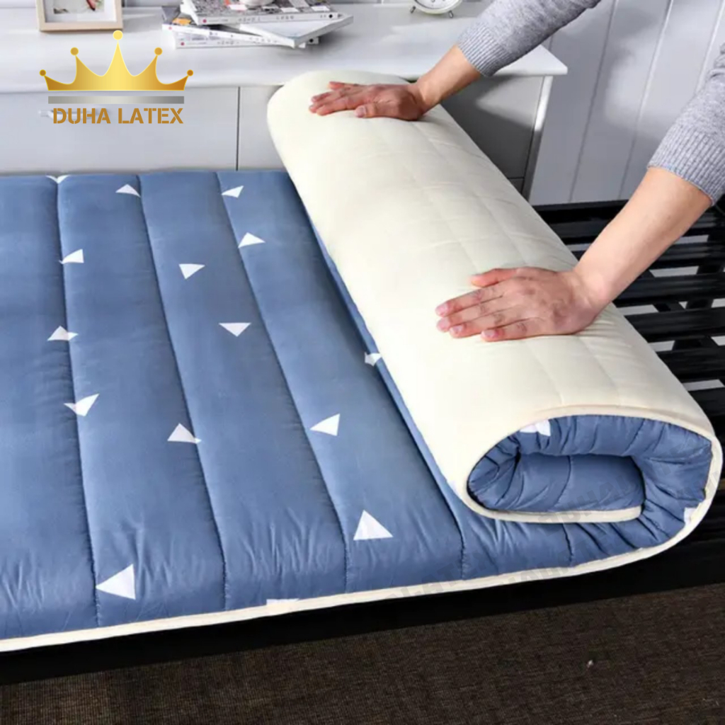 Nệm Topper may viền hàng Loại 1 dày 9cm Nệm bông microfiber nguyên tấm gấp gọn văn phòng học sinh sinh viên DUHALATEX