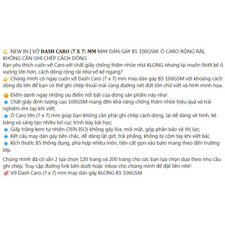 KLONG - Vở Dash Caro (7 x 7) mm may dán gáy B5 120 trang 100/76; MS: 853 ♥ Caro ô to, tập kẻ ô