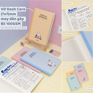 KLONG - Vở Dash Caro (7 x 7) mm may dán gáy B5 120 trang 100/76; MS: 853 ♥ Caro ô to, tập kẻ ô