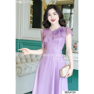 Đầm nữ chất tơ ánh kim áo cổ tròn tay ngắn dáng váy dài sang trọng tôn dáng thích hợp đi tiệc