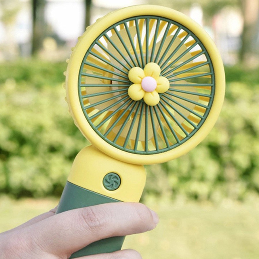 Quạt tích điện cầm tay, quạt mini cute dễ thương quạt sạc điện, Quạt để bàn có Đế đứng (không dây)